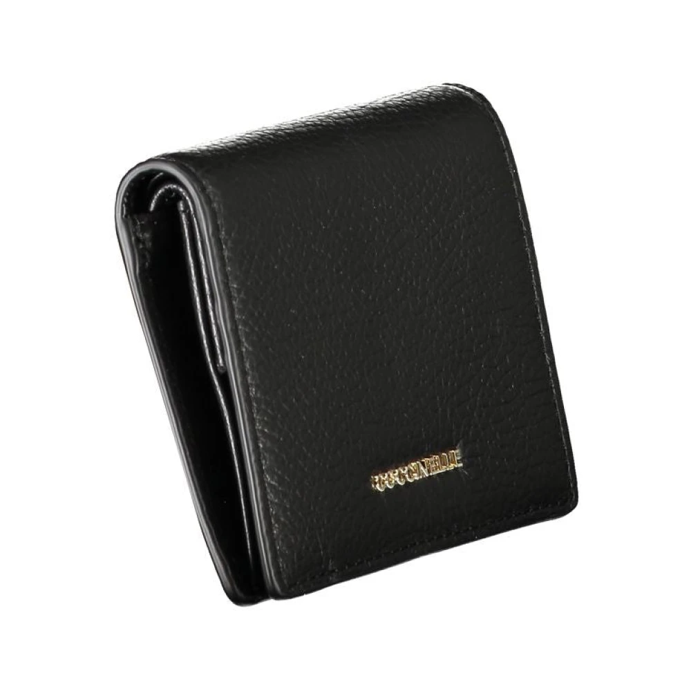 Coccinelle Zwarte leren portemonnee met automatische sluiting Black Dames