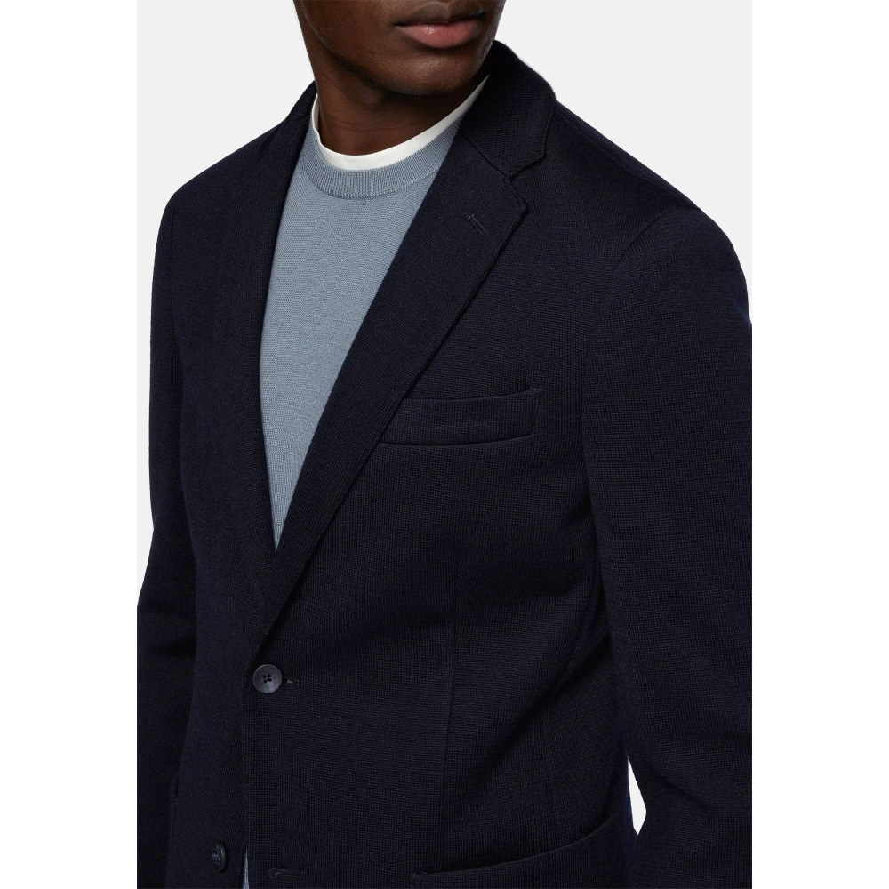 Boggi Milano Wollen Jersey Blazer Stijl Bari Blue Heren