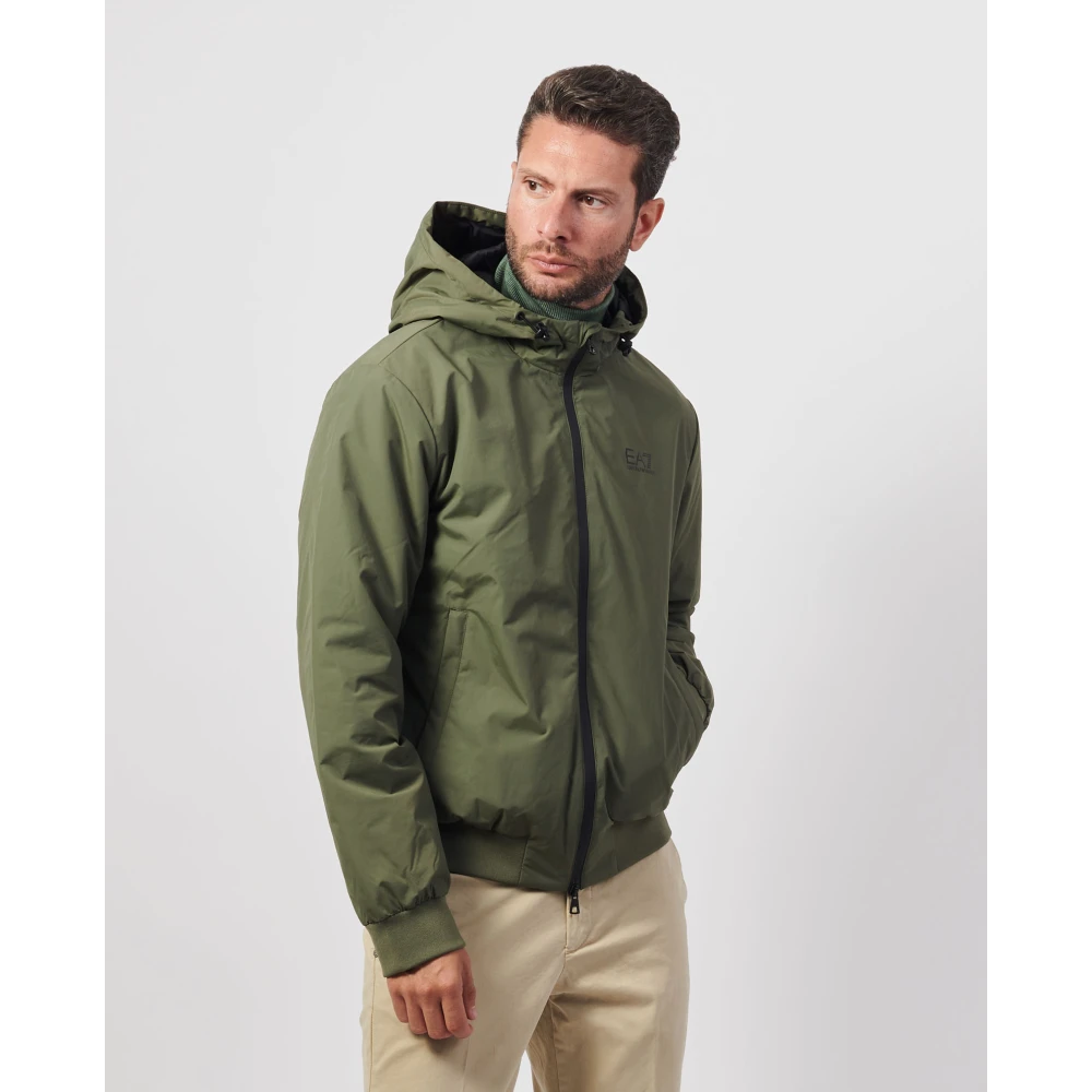 Emporio Armani Groene jassen met lichte vulling en capuchon Green Heren
