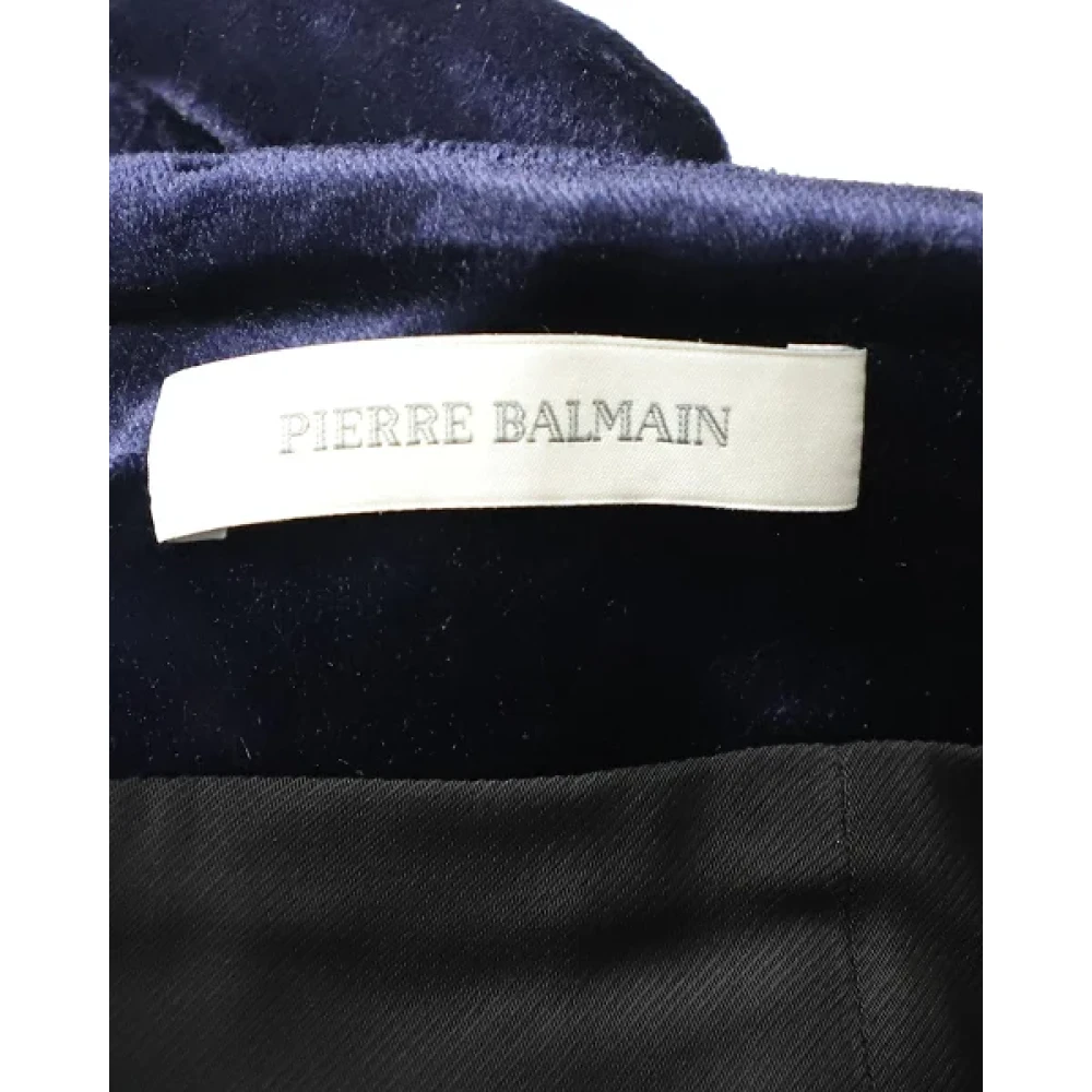 Balmain Pre-owned Velvet outerwear Blue Dames