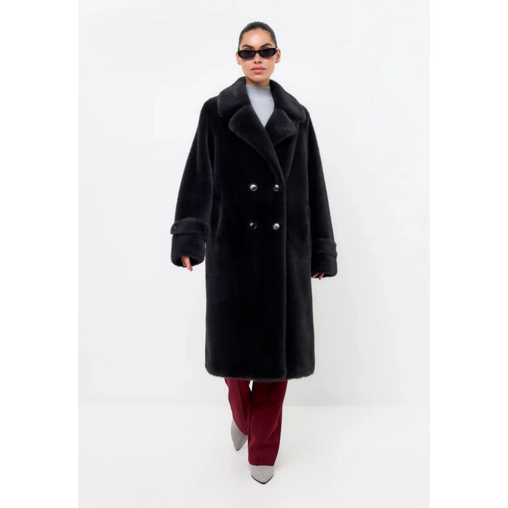 Cesare Gaspari Dubbelknoops Nepbontjas Miriam Zwart Black Dames