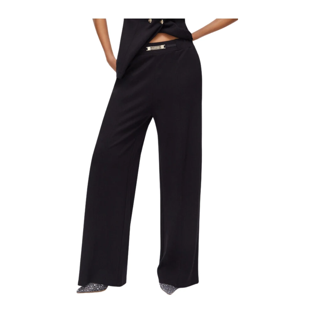 Liu Jo Femme Noir Pantalons, Taille: 40 Fr Wide Pantalons