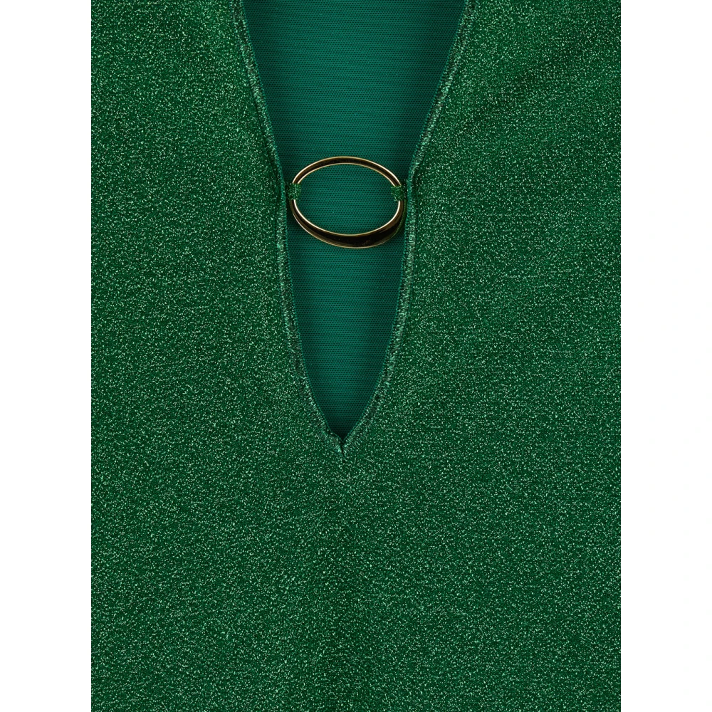 Oseree Groene V-hals Kaftan met Metalware Detail Green Dames