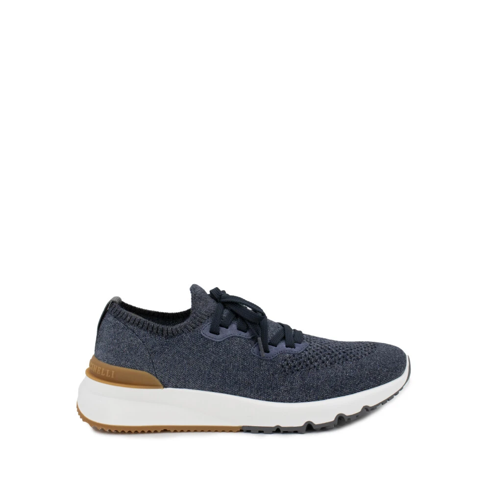 Brunello Cucinelli Chiné Knit Runners Heren Schoenen Blauw