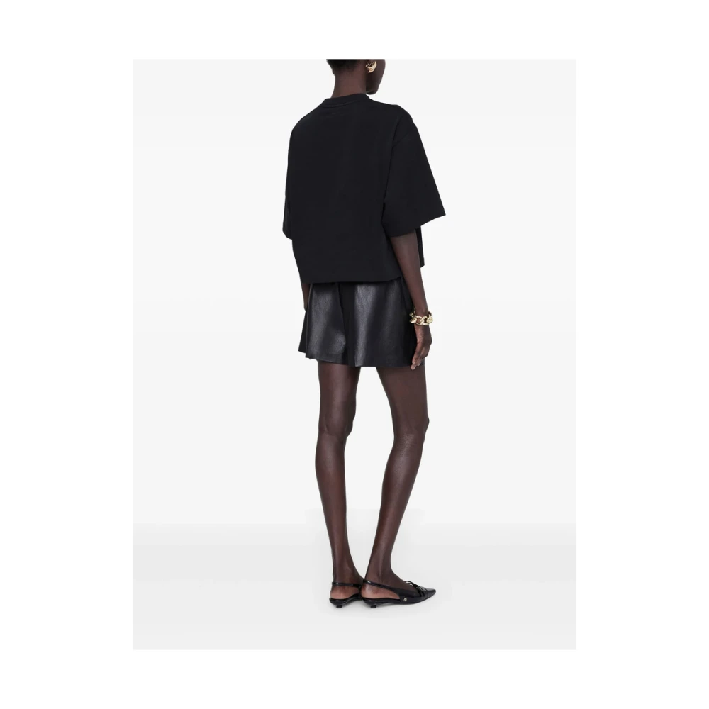 Anine Bing Zwarte Ronde Hals Korte Mouwen Top Black Dames