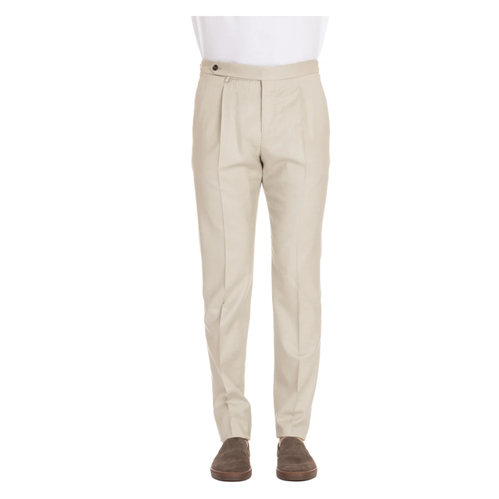 PT Torino Gentleman Fit Ull-Siden-Linne Byxor Beige, Herr