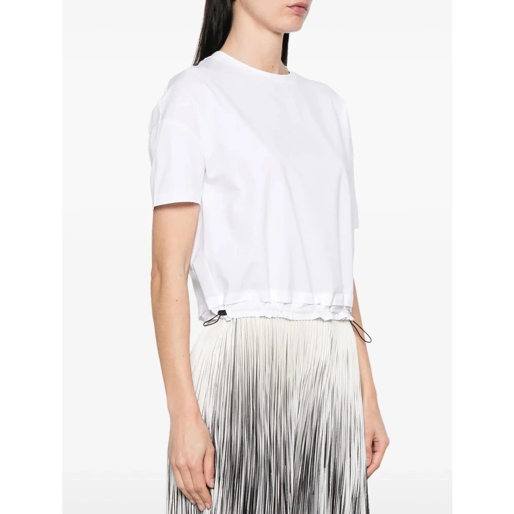 Herno Witte Sweater met Trekkoord Kraag White Dames