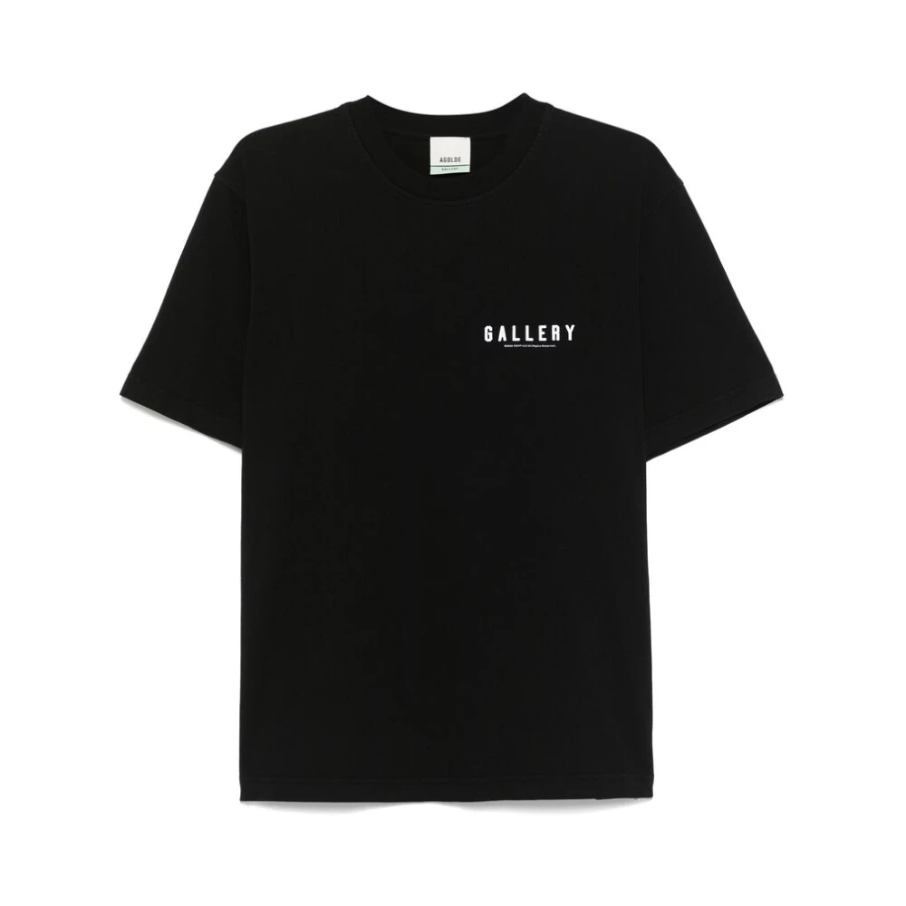 Agolde Zwart Crew Neck Logo T-shirt Black Heren