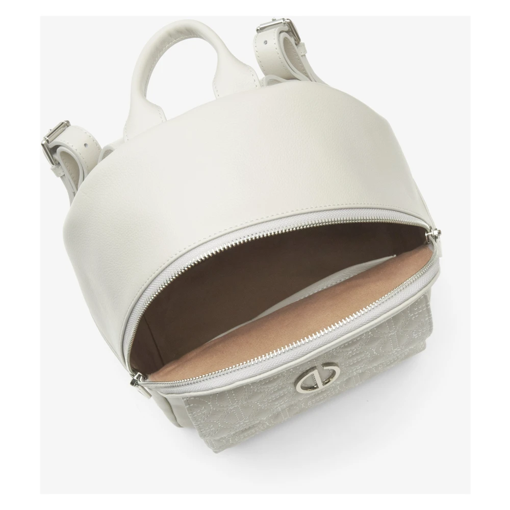 Estro Dames Lichtgrijze Leren Rugzak met Lange Verstelbare Banden Er00115052 Gray Dames