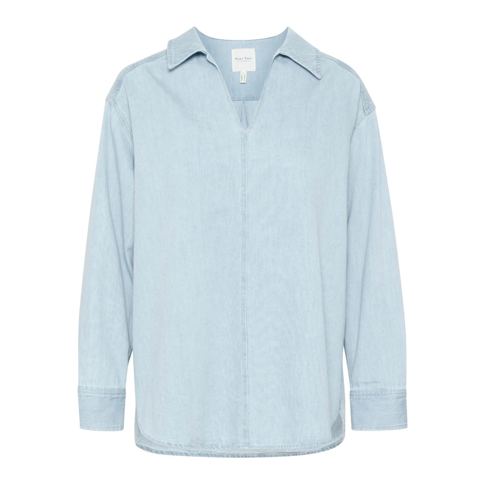 Part Two Oversized Denim Blouse Witblauw Blue Dames