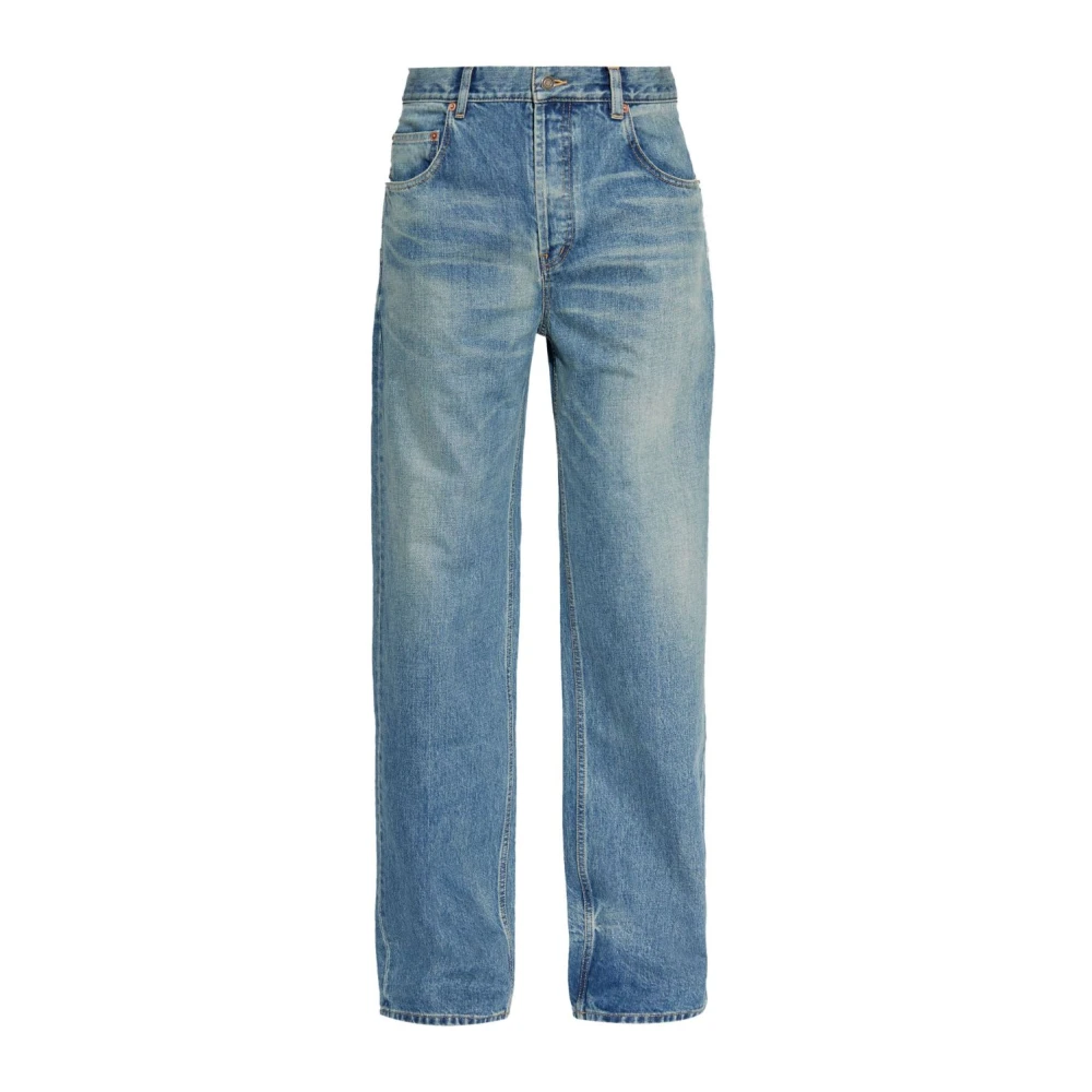 Saint Laurent Blauwe Gewassen Denim Straight Leg Jeans Blue Heren