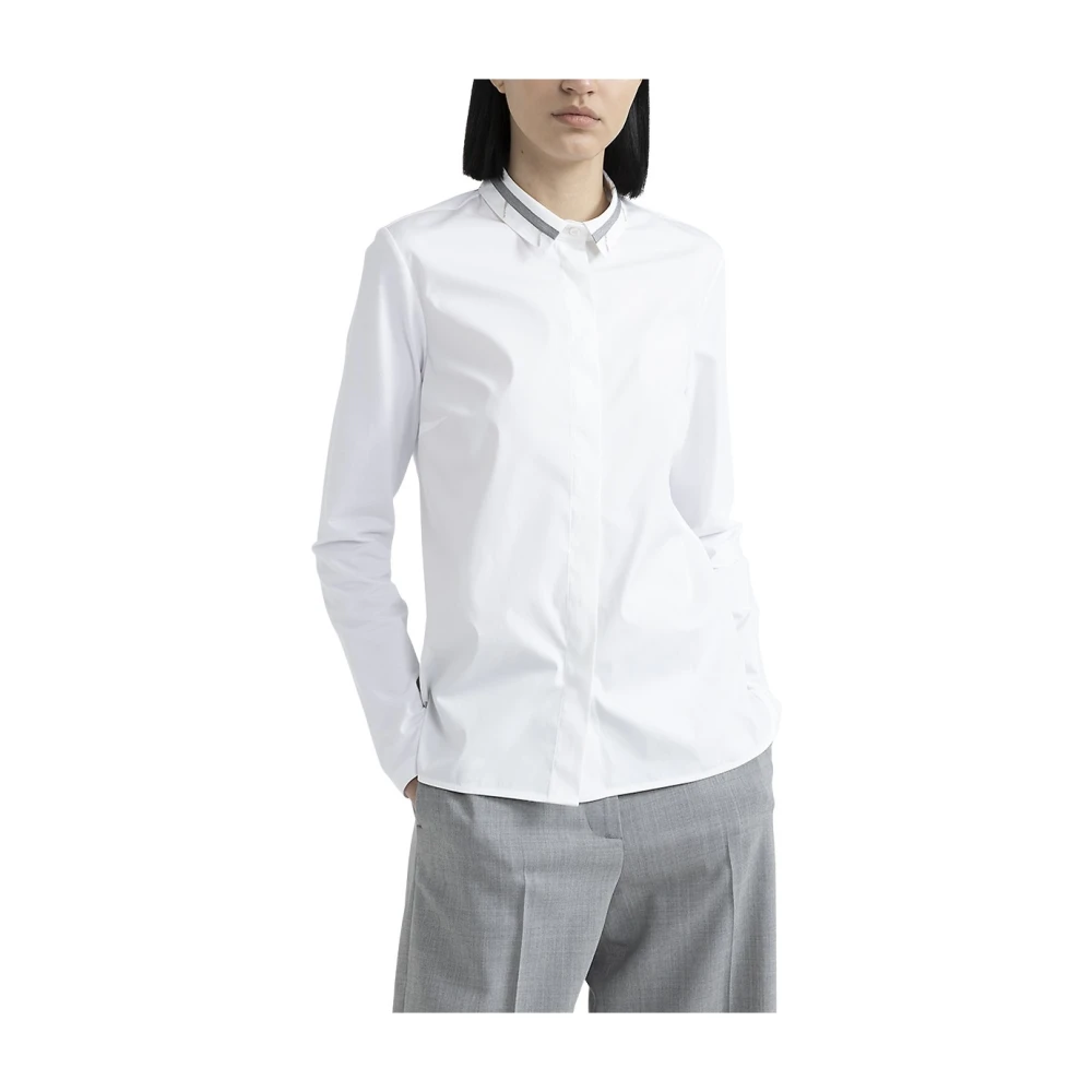 PESERICO Poplin en katoenen jersey shirt White Dames