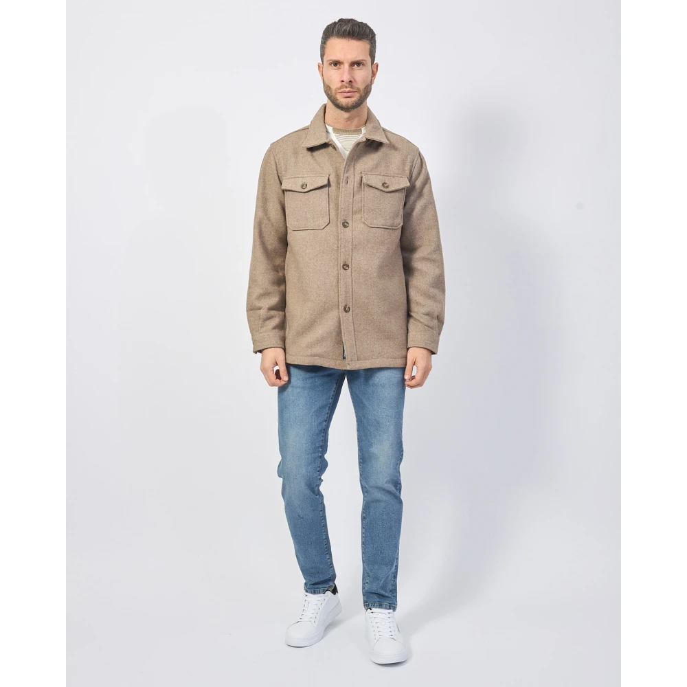 YES ZEE Heren oversized shirt van wolmix Beige Heren