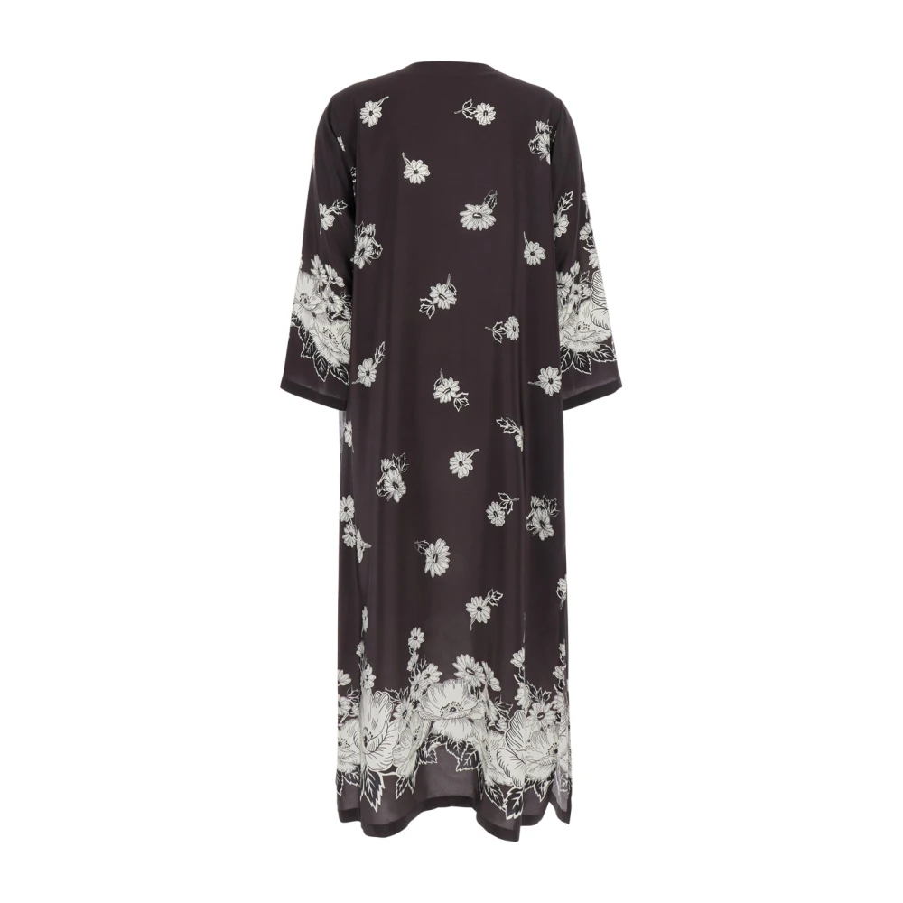 P.a.r.o.s.h. Bloemen V-Hals Lange Jurk Bruin Multicolor Dames