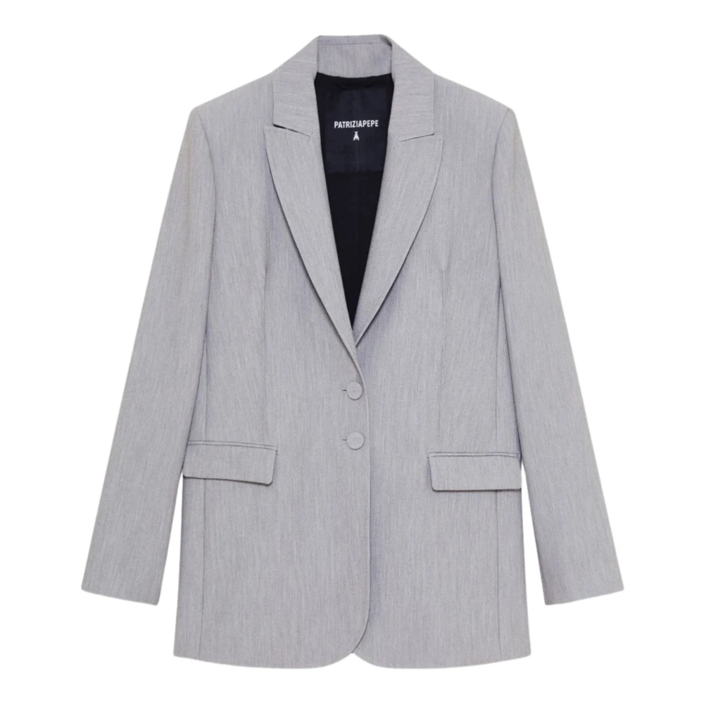PATRIZIA PEPE Grijze viscose jas met twee knopen Gray Dames