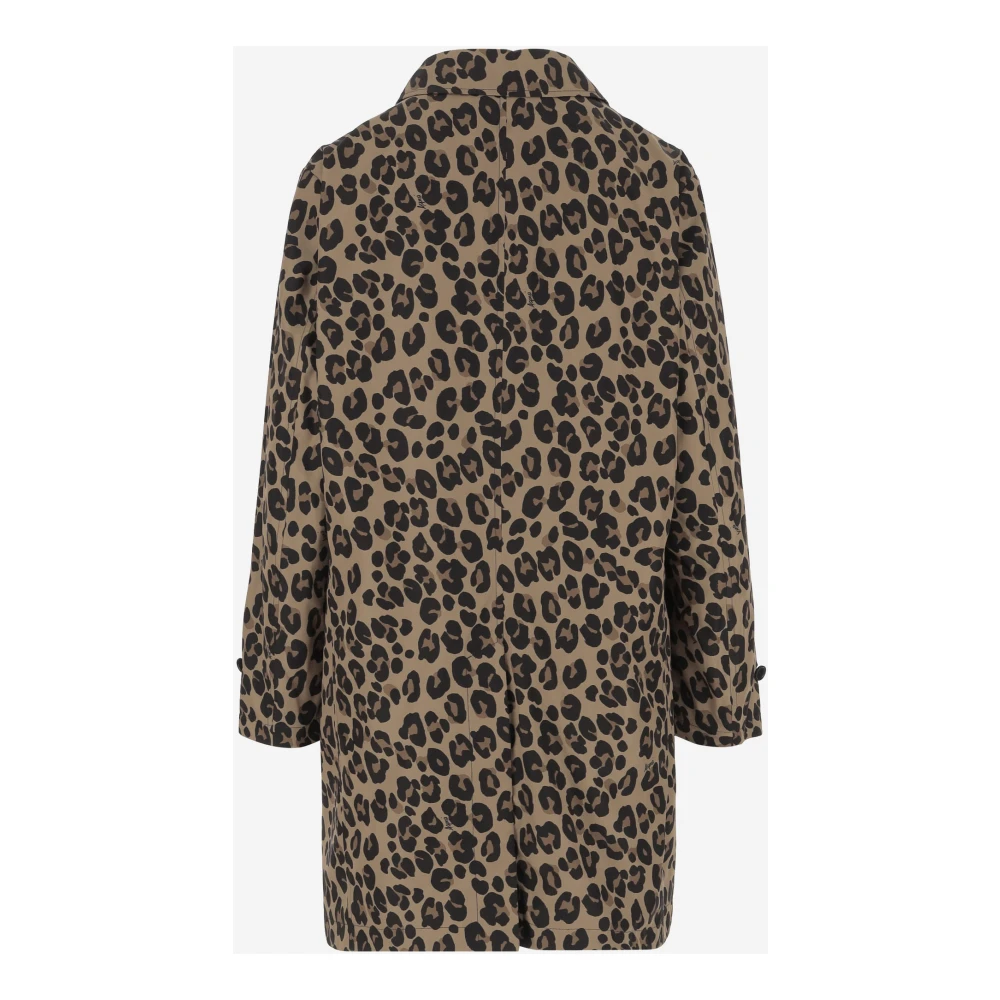 Aspesi Nylon Jas Met Luipaardprint Brown Dames
