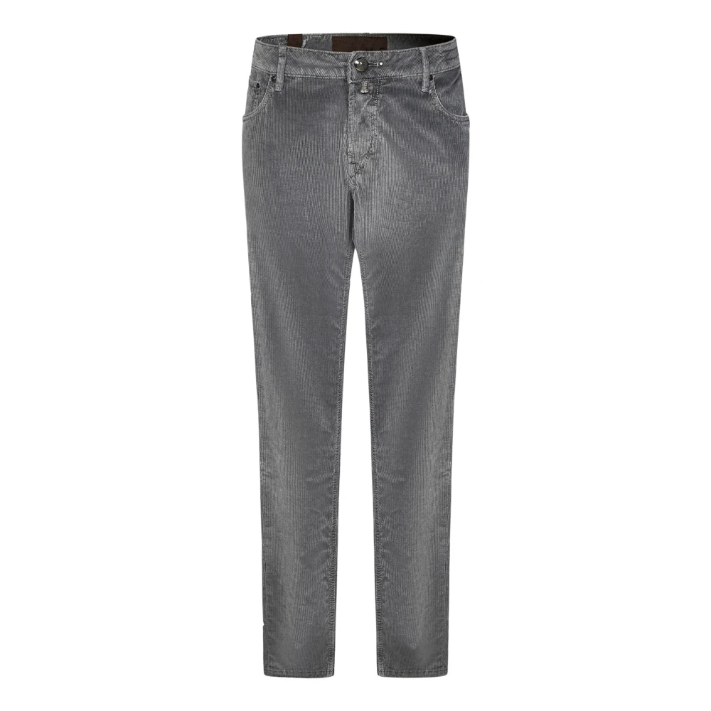 Hand Picked Staalgekleurde Corduroy Slim-Fit Broek Gray Heren