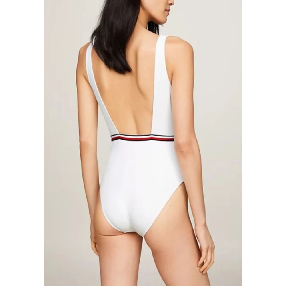 Tommy Hilfiger Vierkante hals één stuk kostuum White Dames