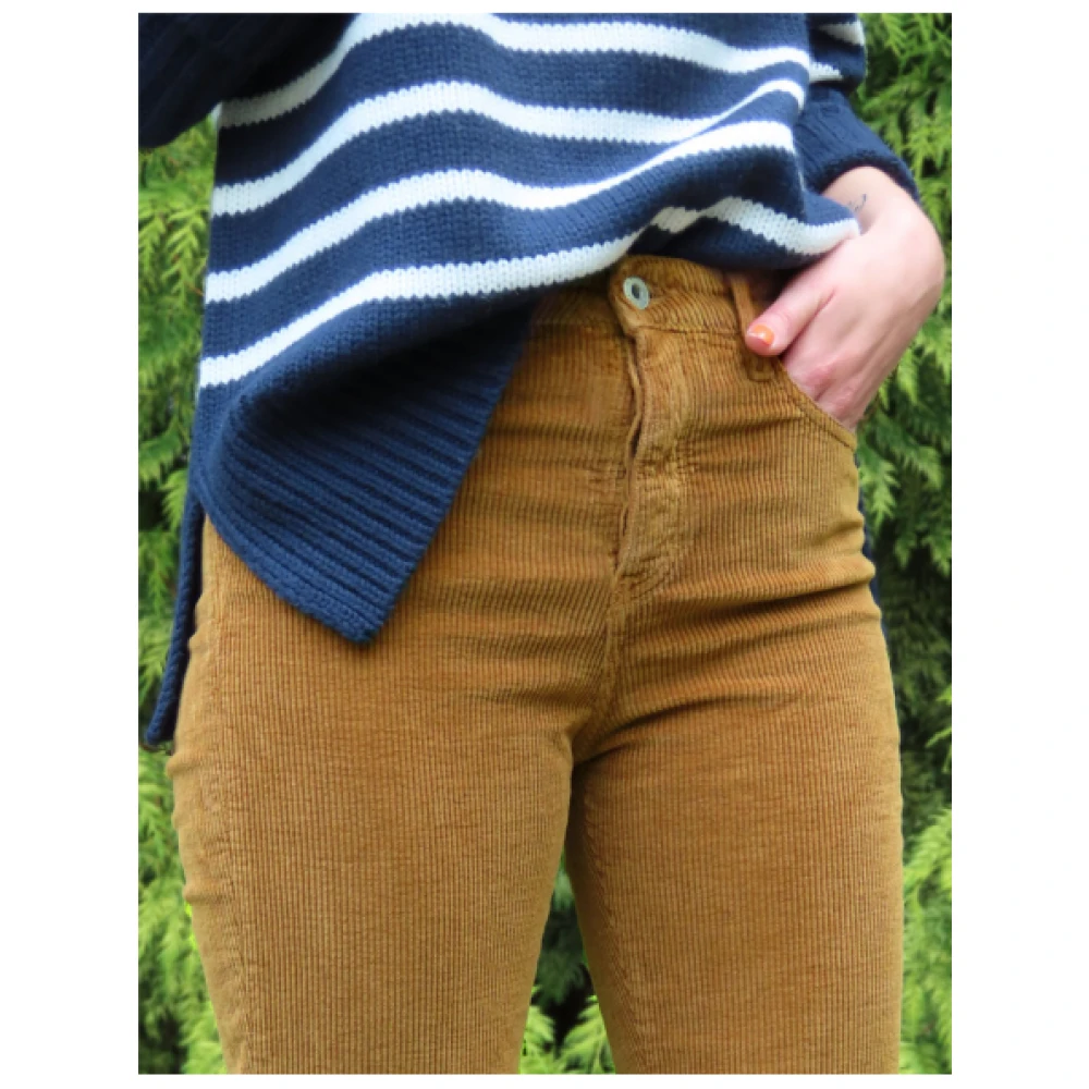 Denim Studio Flare Corduroy Broek Jeff Model Yellow Dames