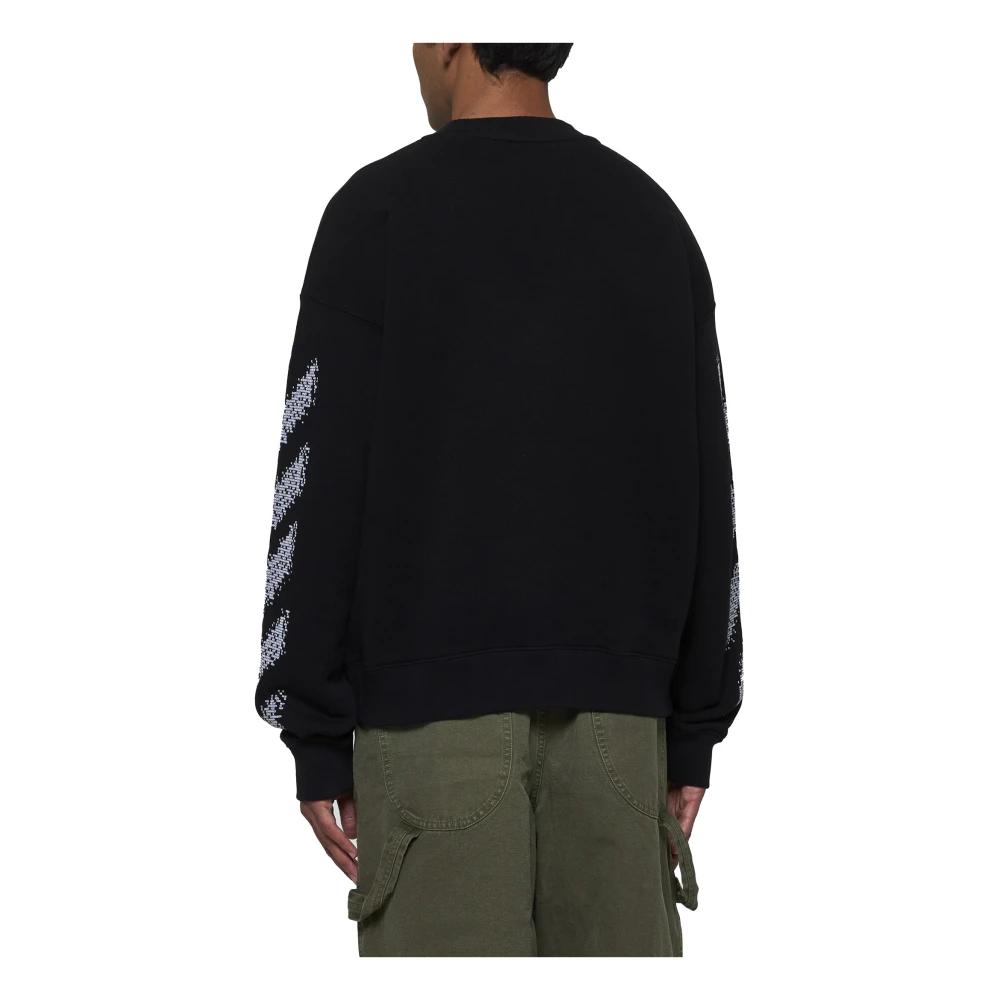 Off White Zwarte Skater-Fit Sweatshirt met Pixel Diag Black Heren