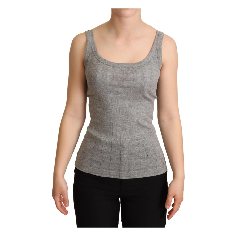 Dolce & Gabbana Women's Gray Sleeveless Tops, Xl, Elegant Sleeveless Tank Top