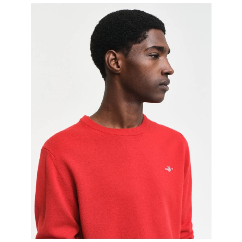 Gant Ultra-Fijne Wol Ronde Hals Trui Pink Heren