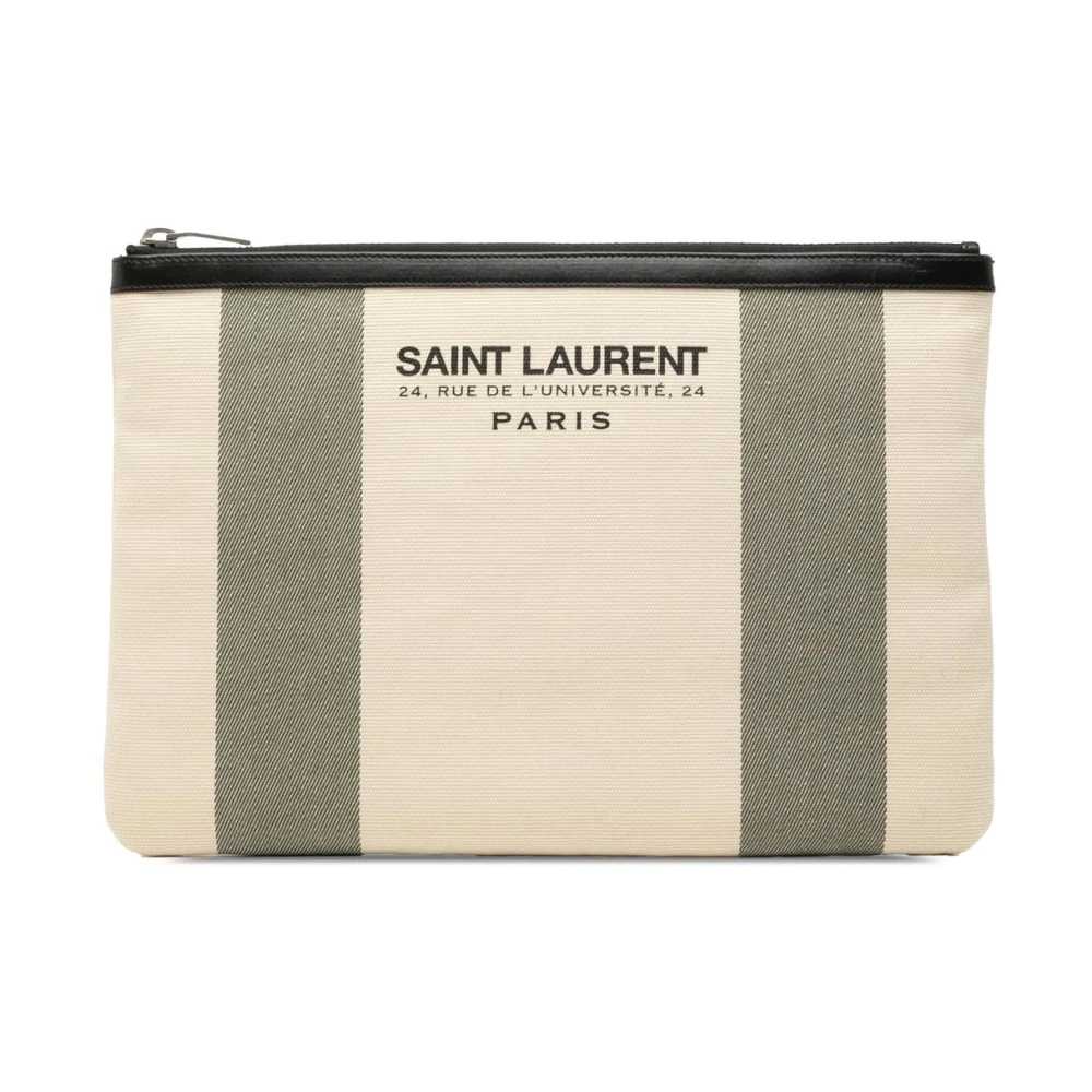 Saint Laurent Vintage Women's Pre-Owned Striped Zip Pouch