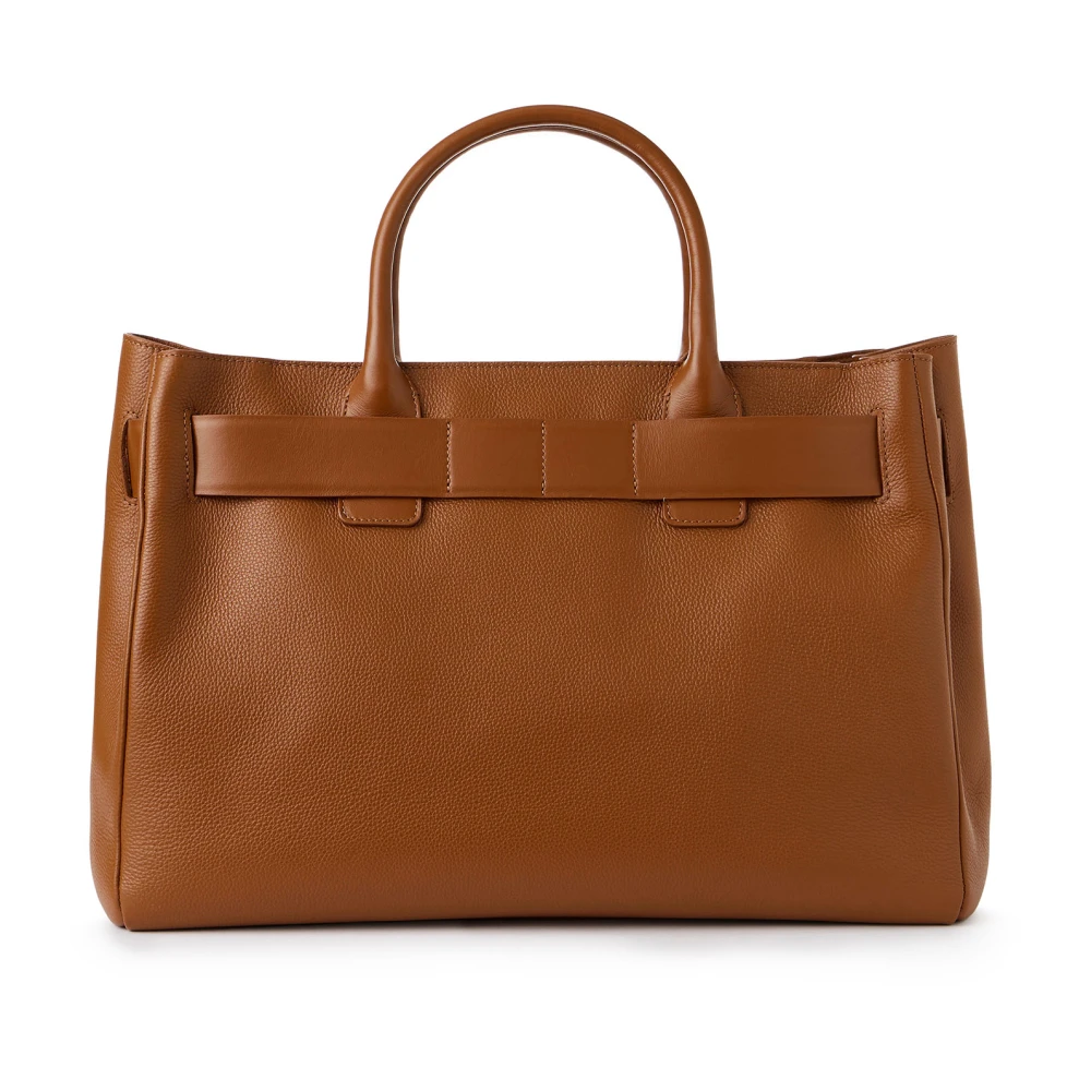 Iceberg Willer leren maxi shopper tas in coccio kleur met gladleren gesp en zilveren details Brown Dames