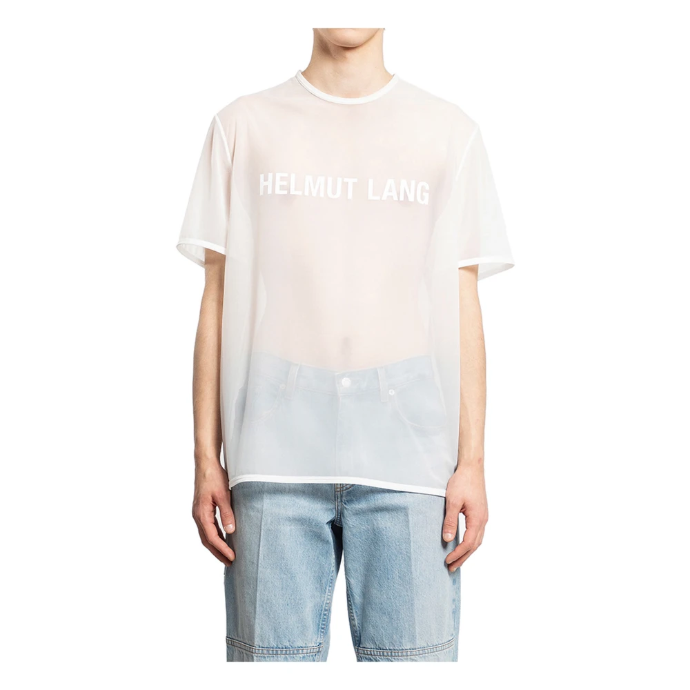Helmut Lang Doorschijnende Logo Tee White Heren