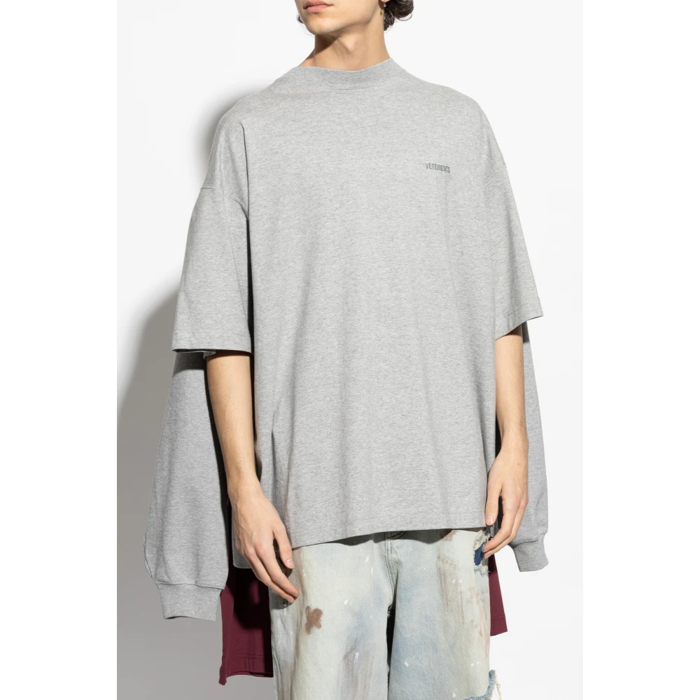 Vetements Sweatshirt met dubbel T-shirt in oversized stijl Multicolor Heren