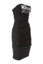 black-logo-print-strapless-dress