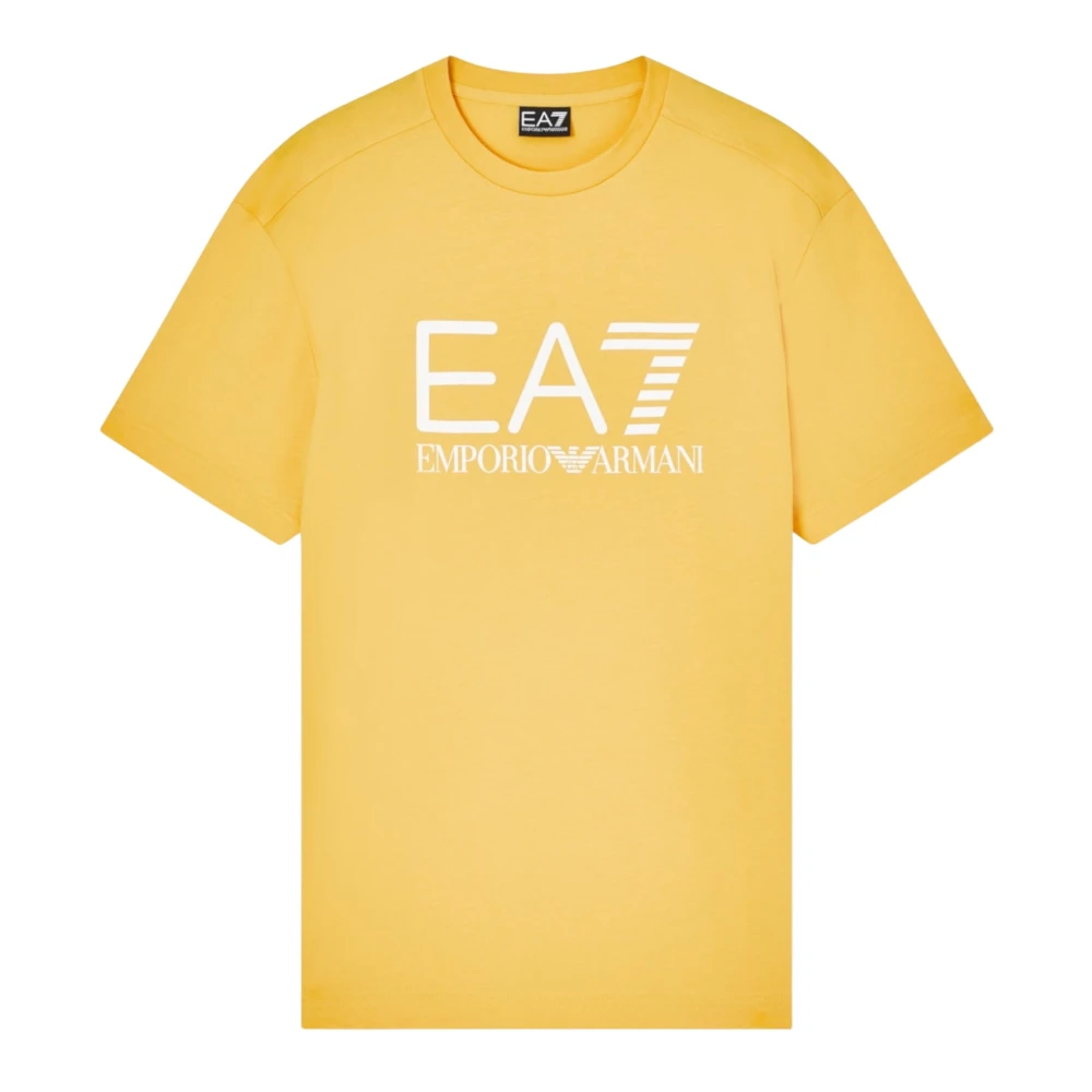 Emporio Armani Ea7 Mannelijk Geel Tops Heren, S, Katoen, Cotton Jersey T-Shirt Met Logo