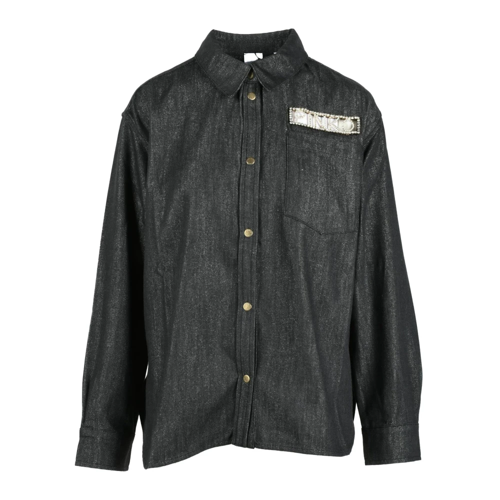 Pinko Metallic Blend Shirt Gray Dames