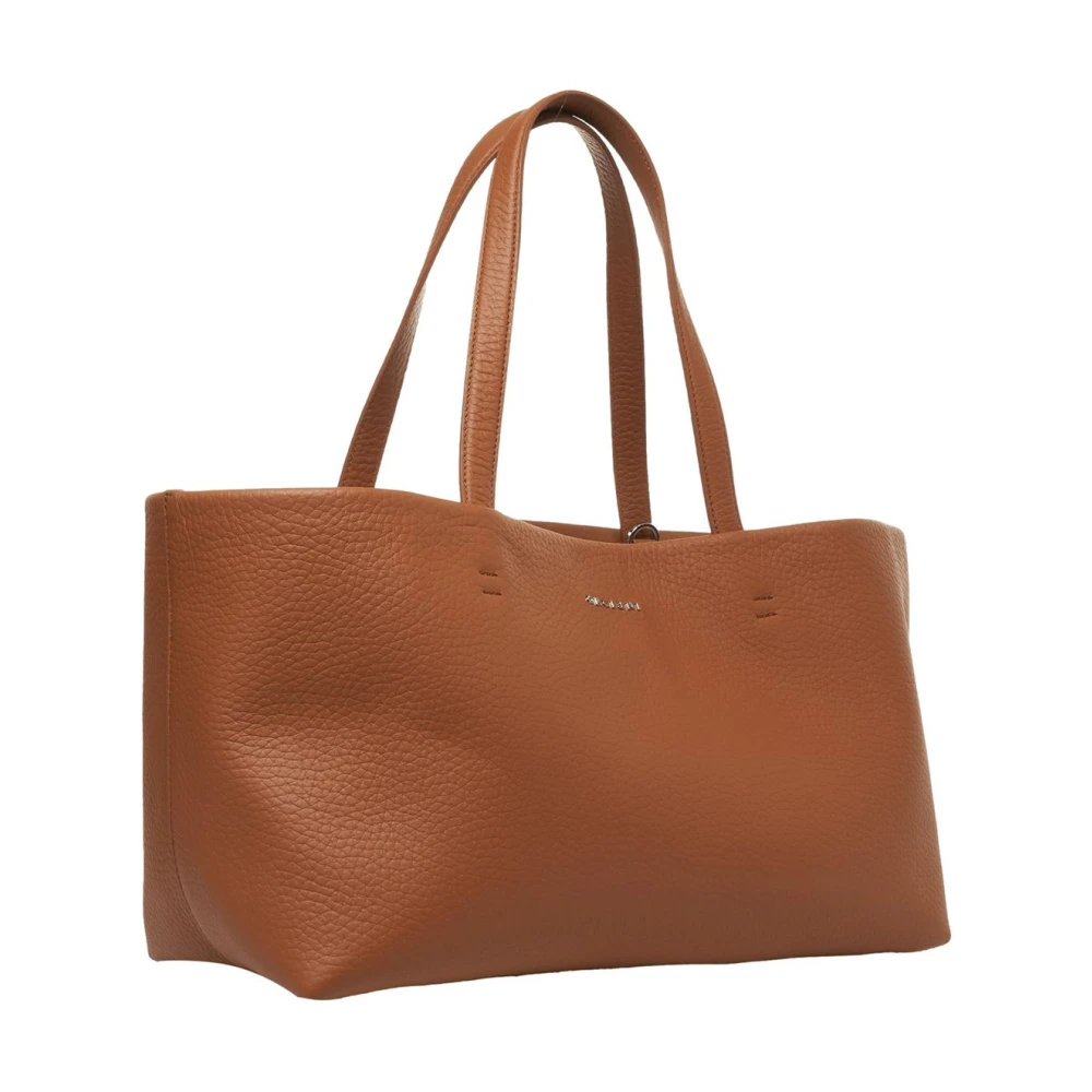Orciani Luxe Bruine Leren Shopper Tas Brown Dames