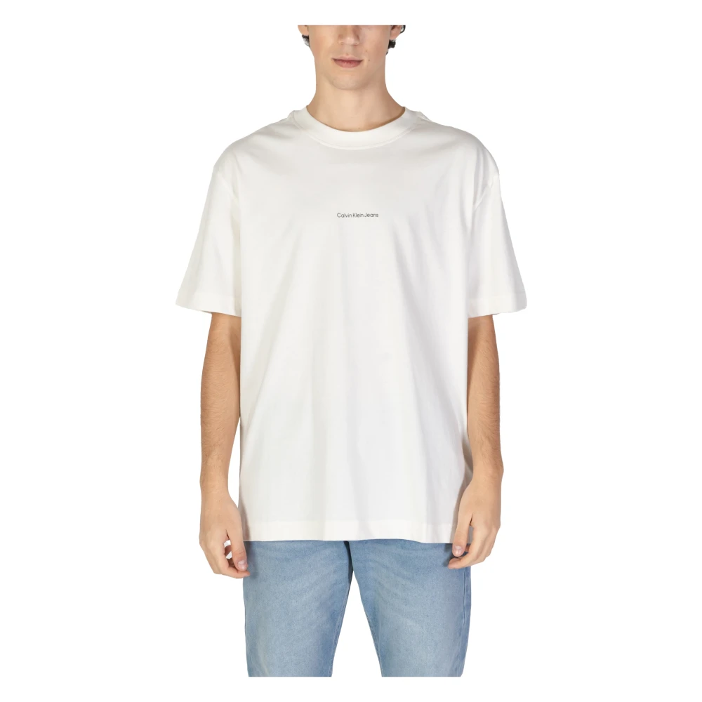 Calvin Klein Jeans Heren Katoenen T-Shirt Herfst Winter Collectie White Heren