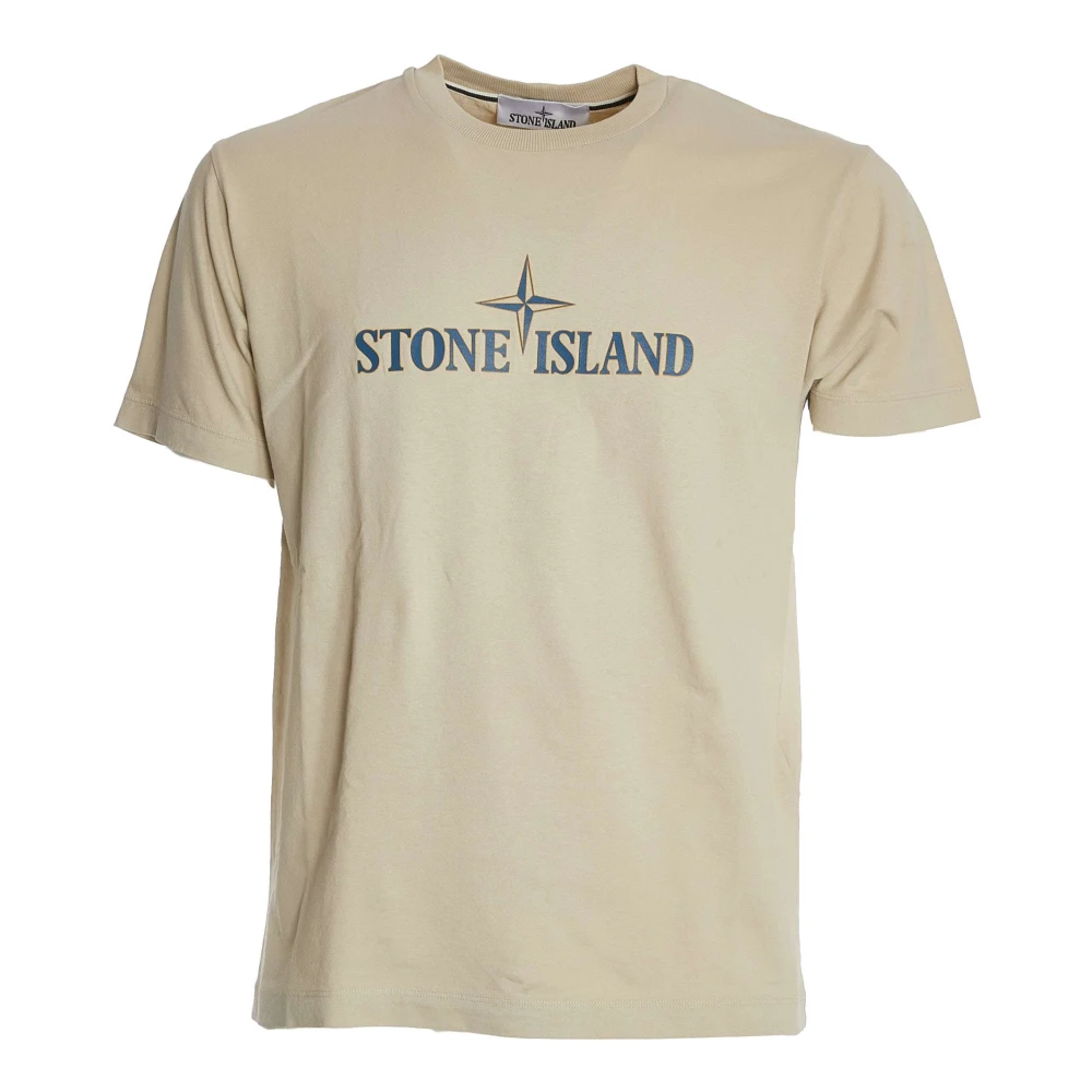 Stone Island Herr Crew Neck T-Shirt Grigio Beige, Herr