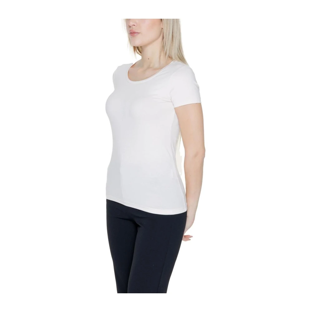 Emporio Armani EA7 Roze Katoenen T-shirt Lente Zomer Collectie White Dames