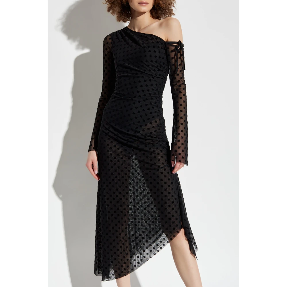 Misbhv Jurk met monogram en fluwelen afwerking Black Dames