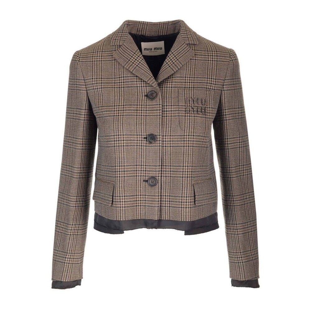 Miu Miu check-pattern Wool Jacket | Miu Miu | Blazers | Miinto