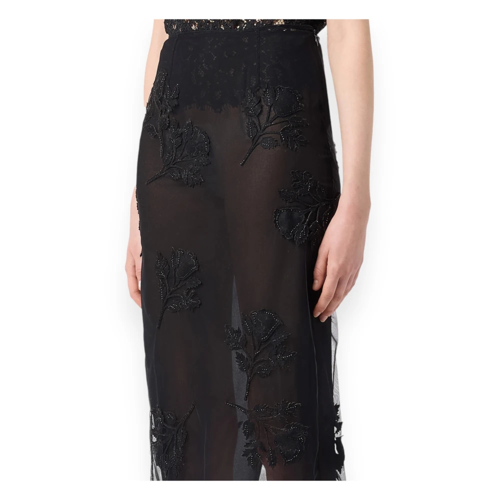 Blumarine Bloemen Borduur Rok Black Dames