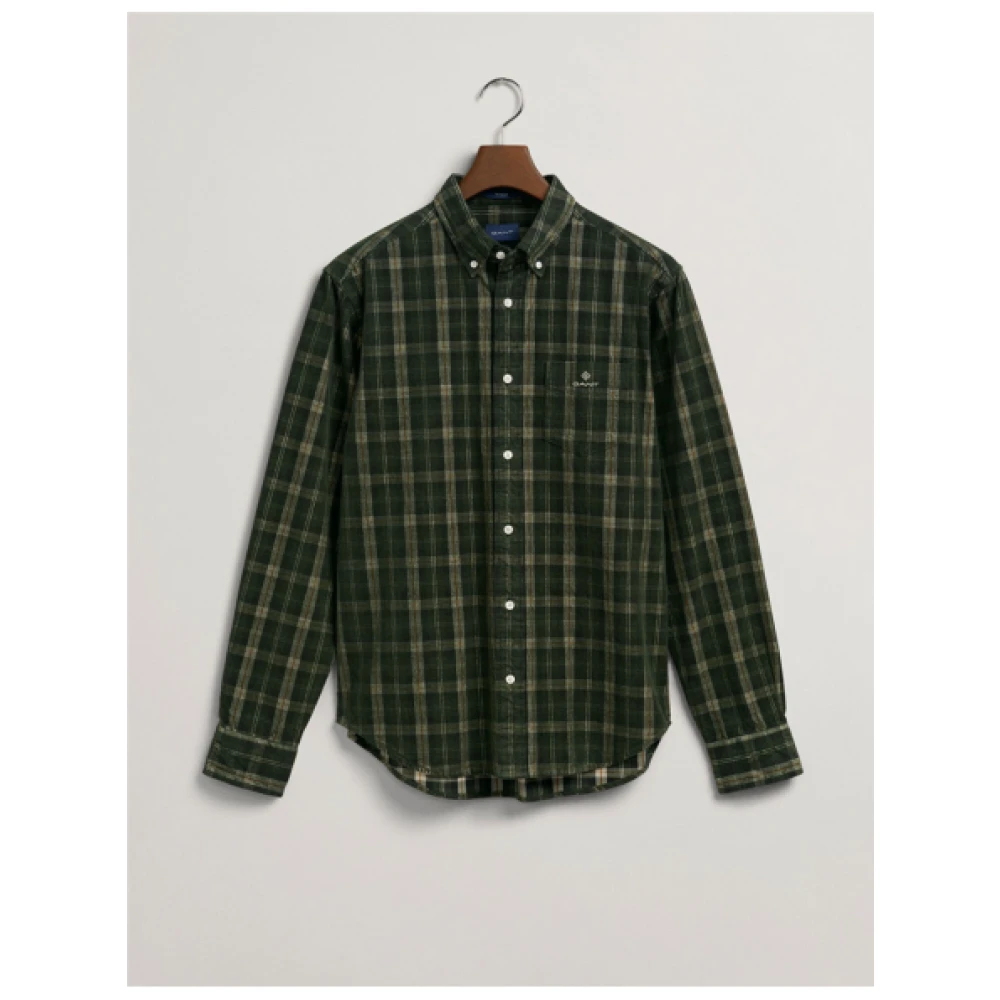 Gant Reguliere Fluweel Schotse Overhemd Green Heren