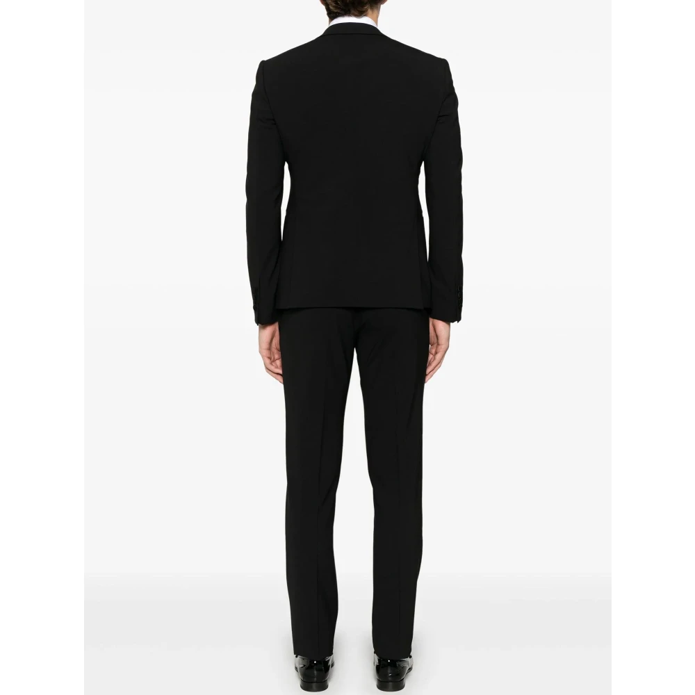 Emporio Armani Zwarte Satijnen Afwerking Voorste Knoop Jurk Black Heren