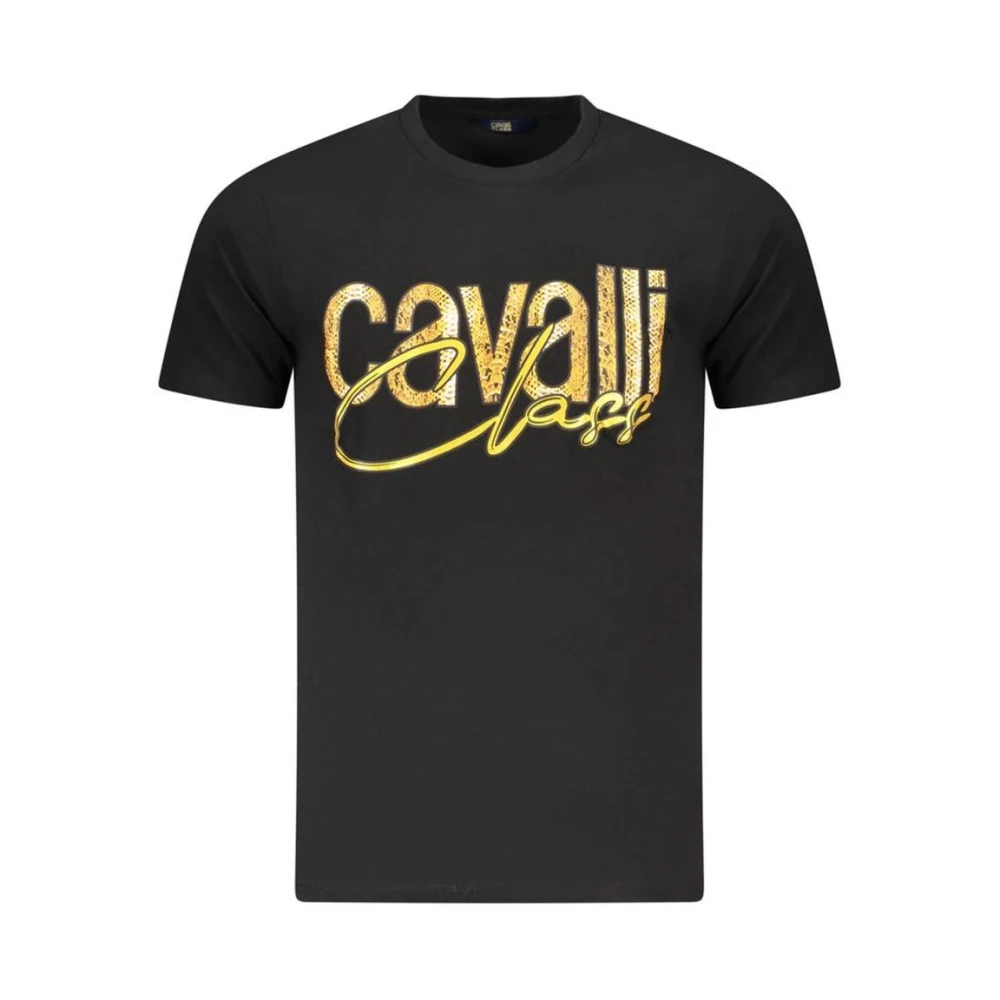 Cavalli Class Men's Black Bold Print Crew Neck T-Shirt