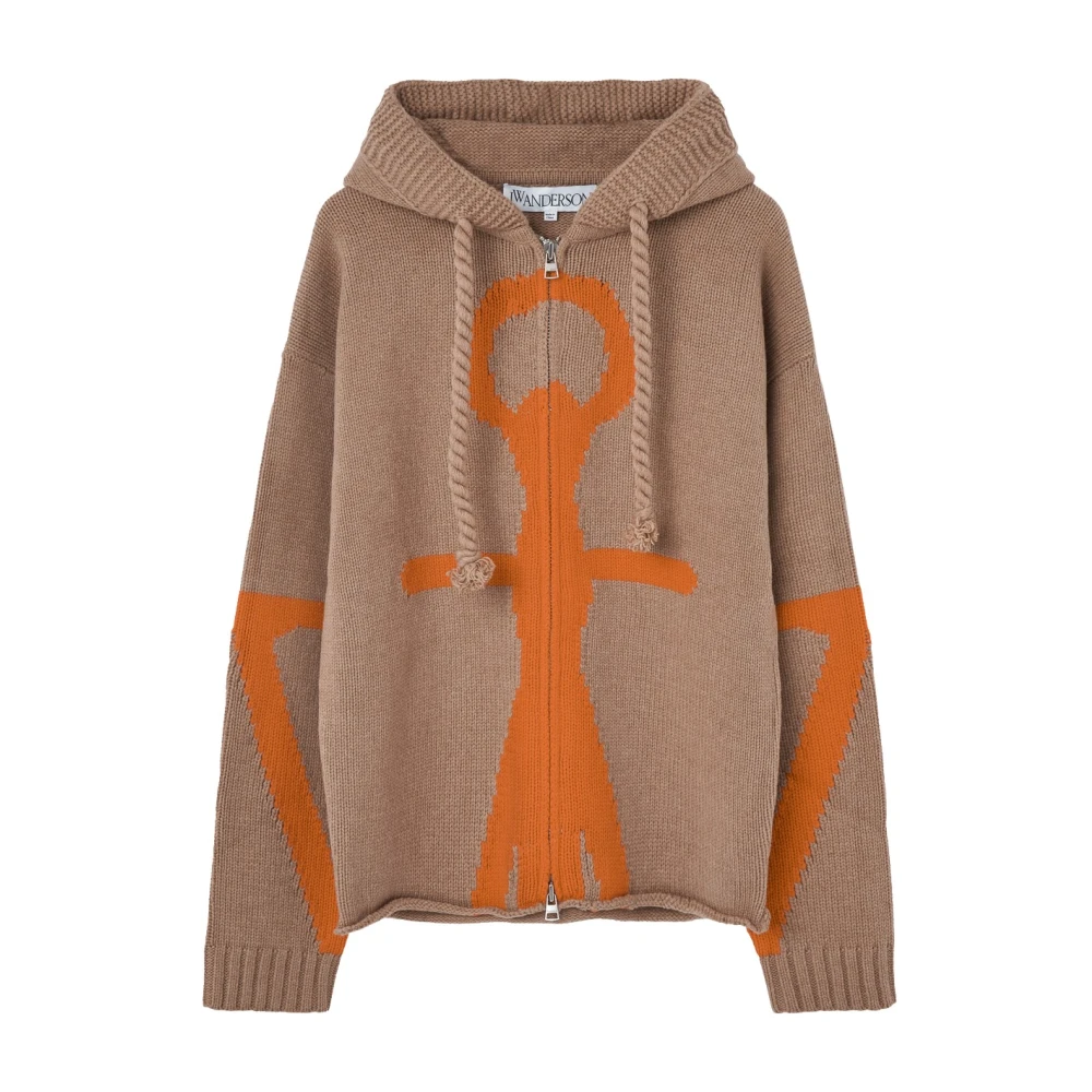 JW Anderson Beige Logo Front Sweater Beige Heren