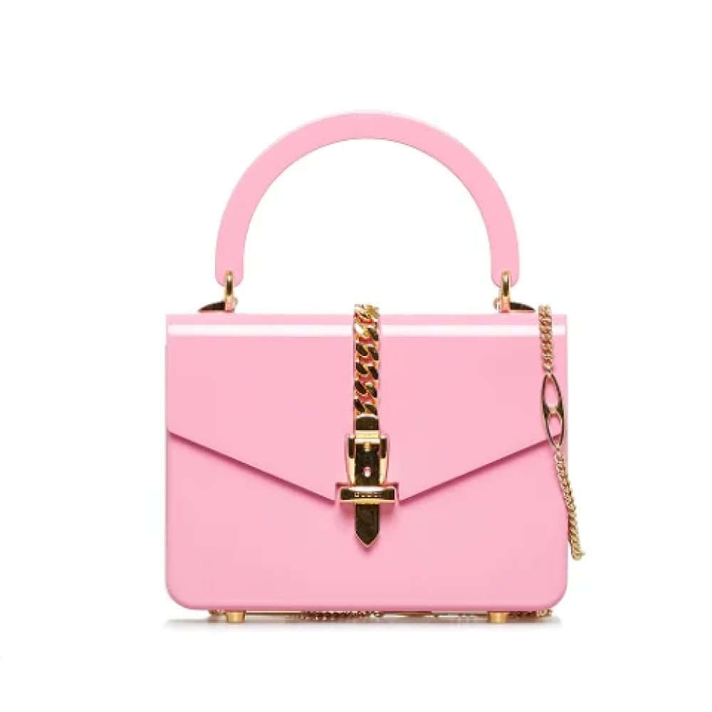 Gucci Vintage Tweedehands Roze Leren Sylvie Pink Dames