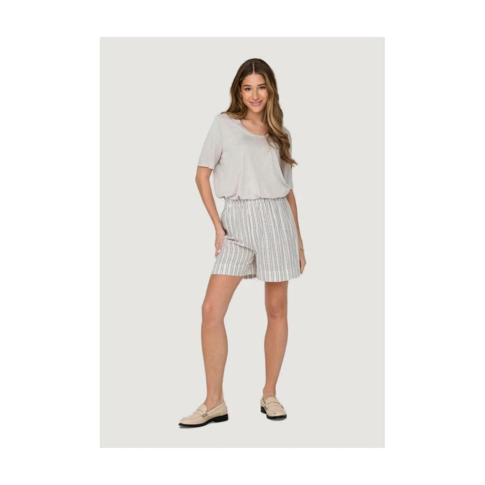 Only Beige Linnen Bermuda Shorts Beige Dames