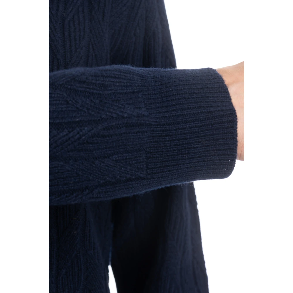 Drumohr Blauwe Trui met Geribbelde Details Blue Heren