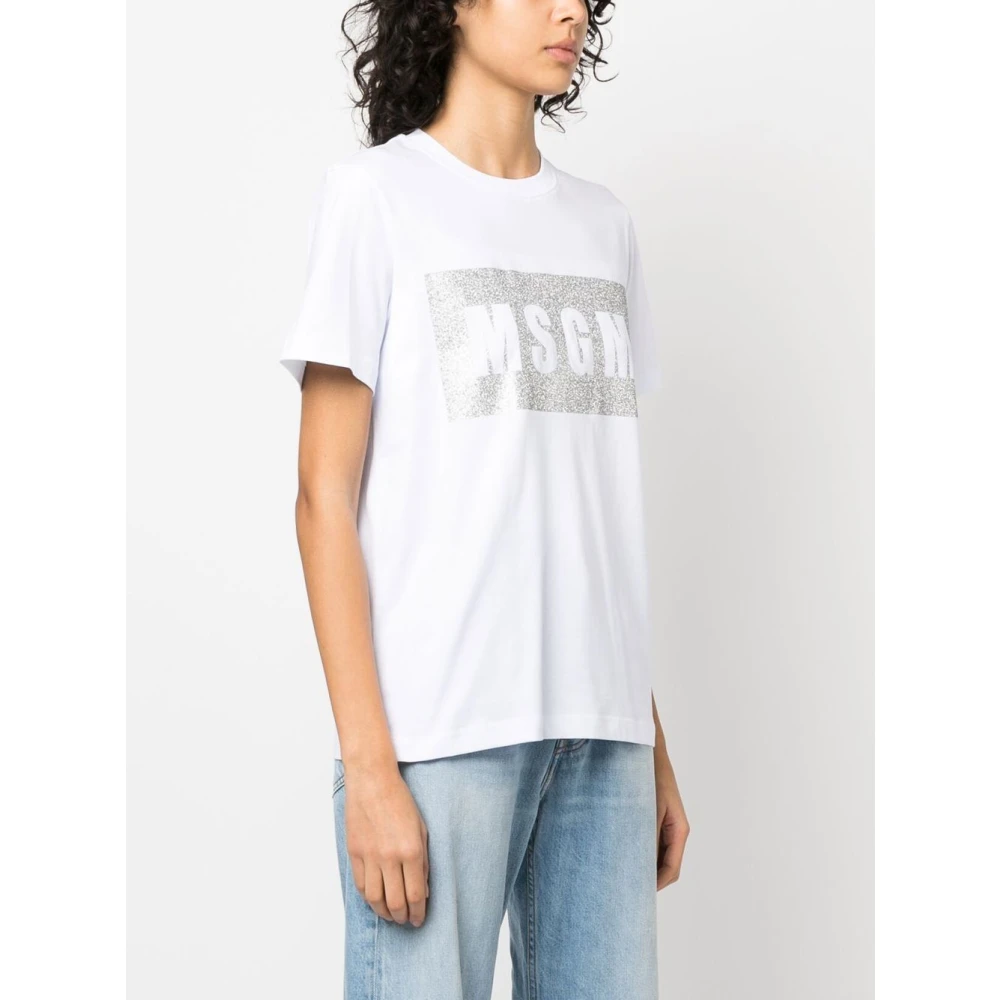 Msgm Katoenen T-shirt met uniek ontwerp White Dames