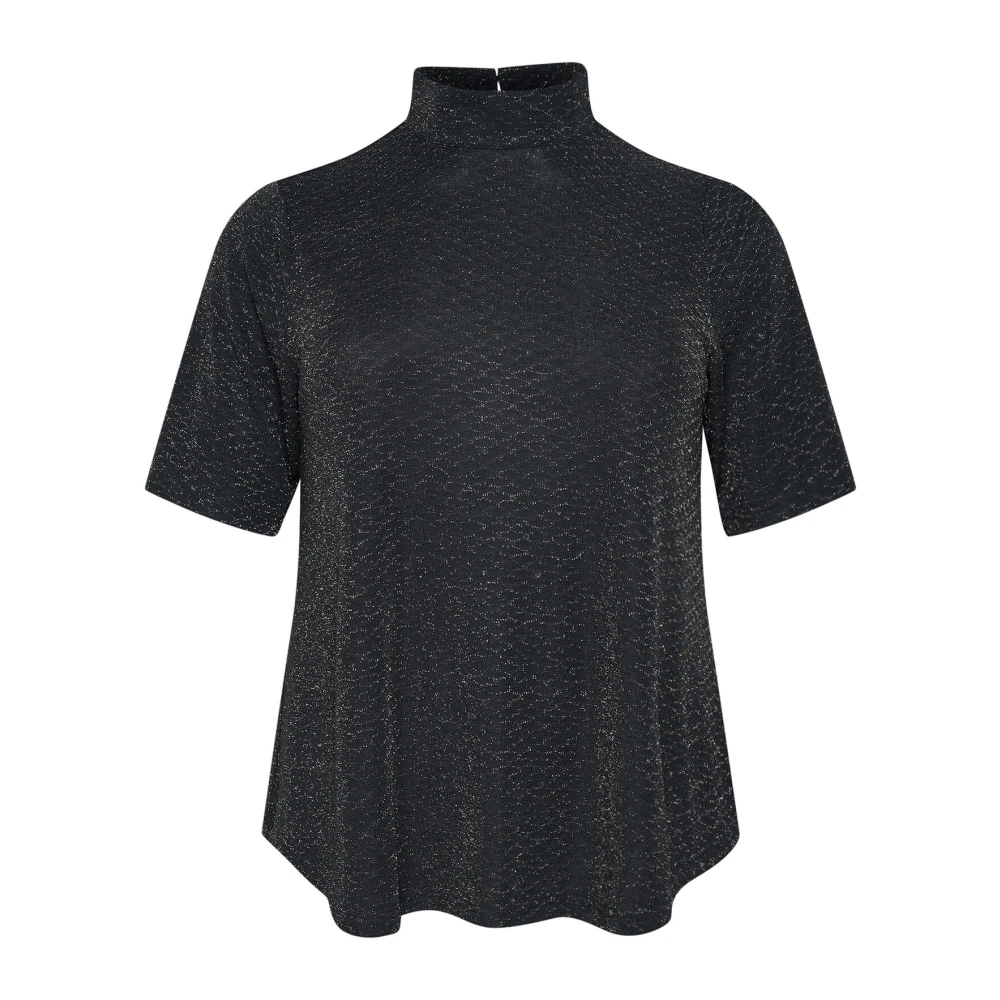 Kaffe Curve Zwart Glitter Jersey T-Shirt Top Black Dames