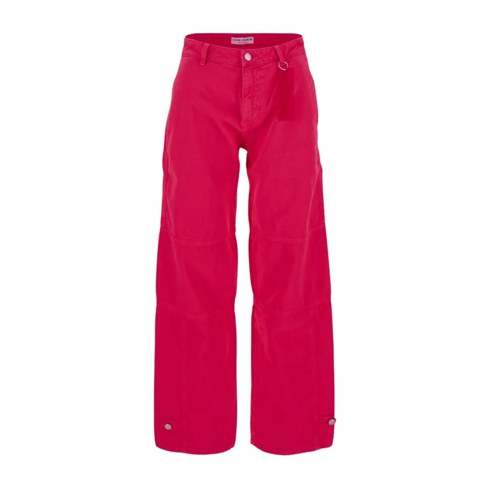 Icon Denim Wide Trousers Pink Dames